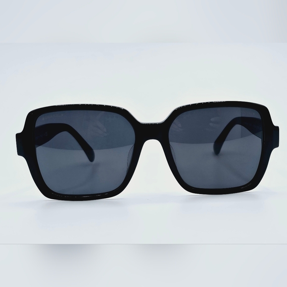 CHANEL SUNGLASSES WHITE LOGO BLACK FRAME CH5408-A C.1026/S4 56-17 - Picture 8 of 13